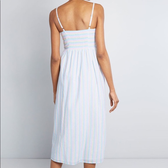 Quite Clearly Charismatic Pastel Rainbow stripe Midi spaghetti strap coastal M - Picture 3 of 3